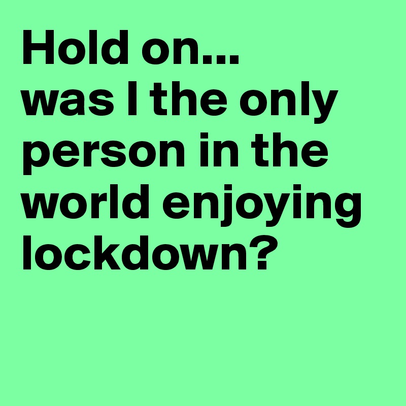 Hold on... 
was I the only person in the world enjoying lockdown?

