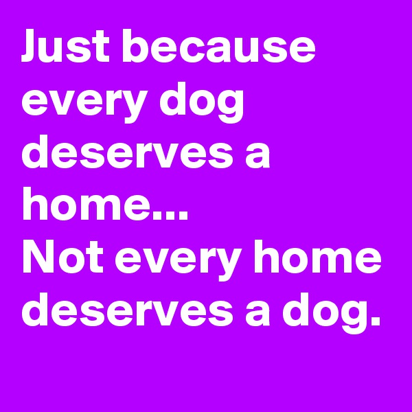 Just because every dog deserves a home... 
Not every home deserves a dog.