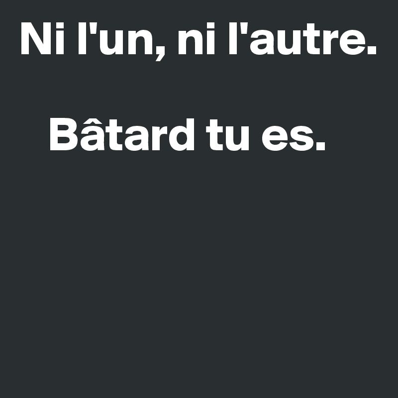 Ni l'un, ni l'autre.

   Bâtard tu es.



