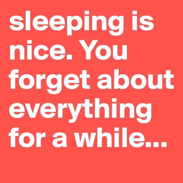 sleeping is nice. You forget about everything for a while...