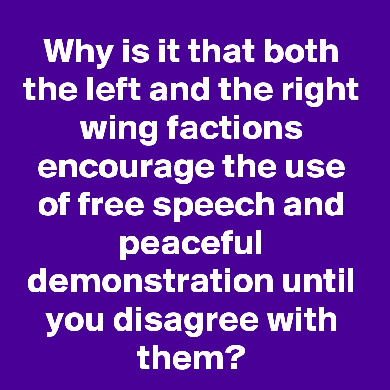 Why is it that both the left and the right wing factions encourage the use of free speech and peaceful demonstration until you disagree with them?