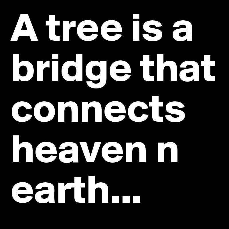 A tree is a bridge that connects heaven n earth...