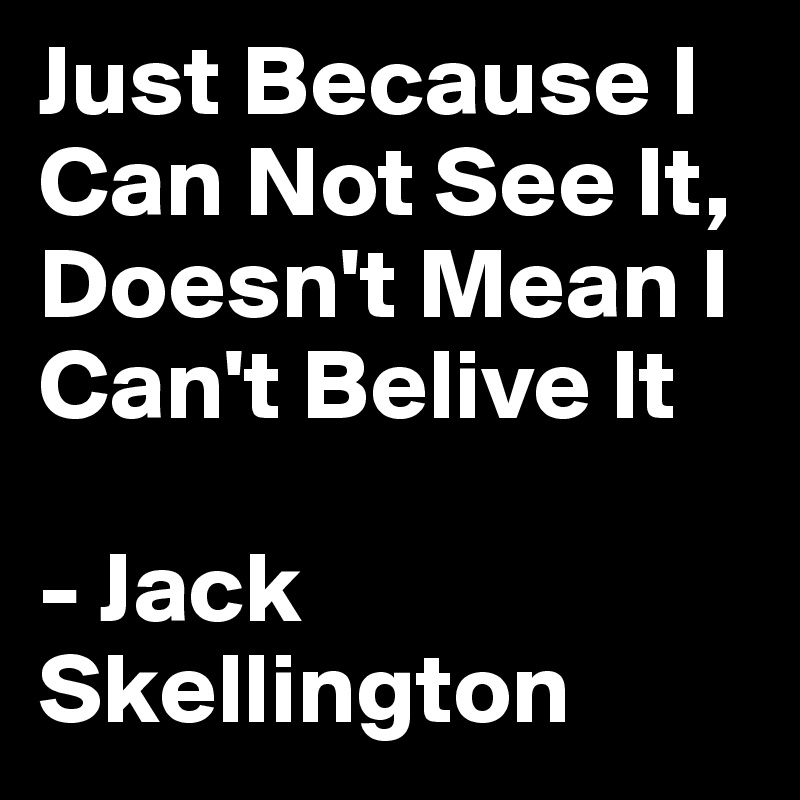 Just Because I Can Not See It, Doesn't Mean I Can't Belive It

- Jack Skellington