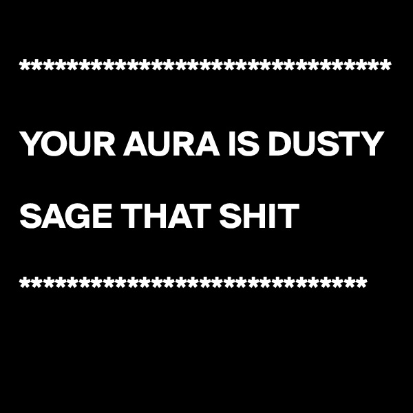 
*******************************

YOUR AURA IS DUSTY

SAGE THAT SHIT 

*****************************

