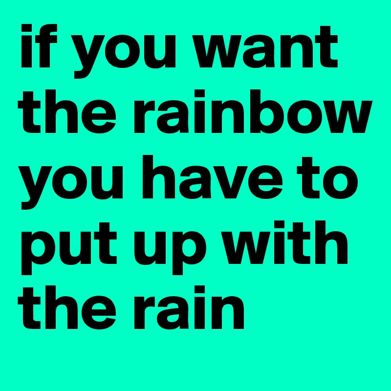 if you want the rainbow you have to put up with the rain 