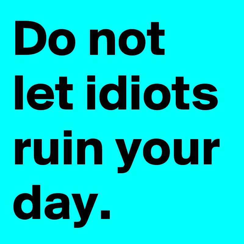 Do not let idiots ruin your day.