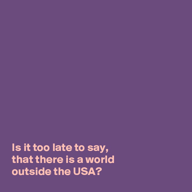 










 Is it too late to say,
 that there is a world
 outside the USA?