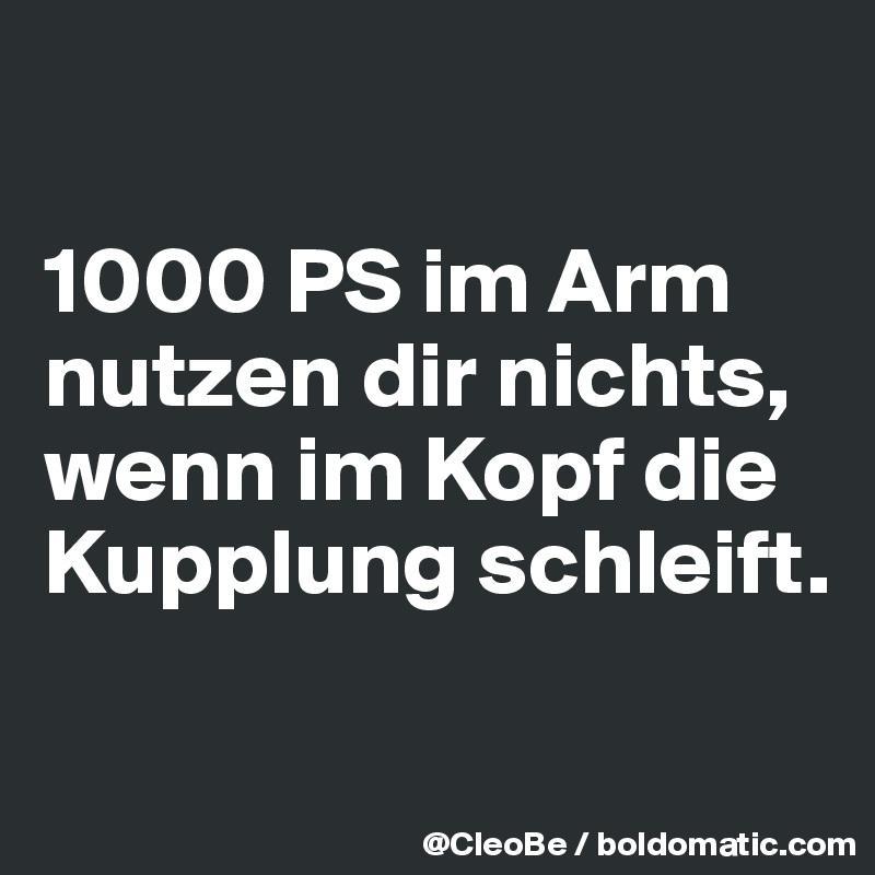 

1000 PS im Arm nutzen dir nichts, wenn im Kopf die Kupplung schleift.

