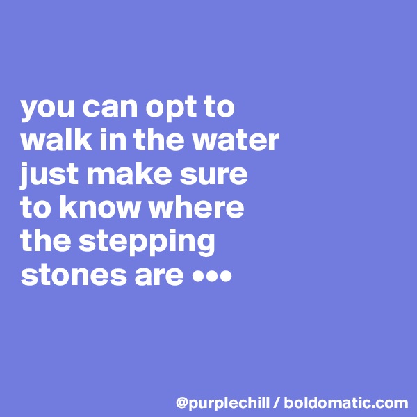 

you can opt to 
walk in the water 
just make sure 
to know where 
the stepping 
stones are •••


