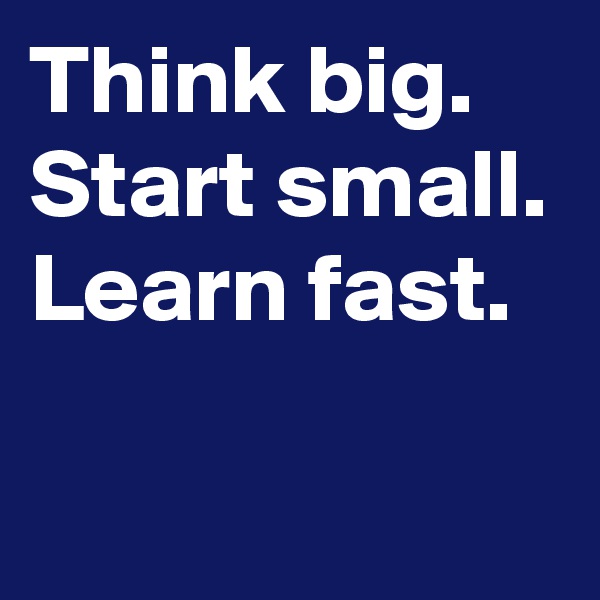Think big. Start small. Learn fast.

     