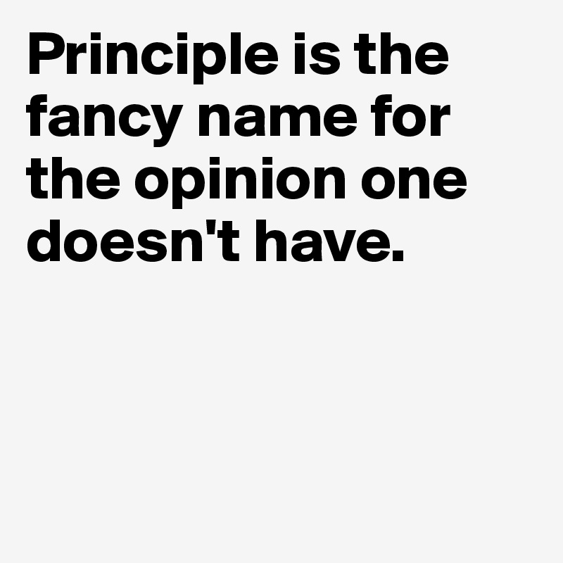 Principle is the fancy name for the opinion one doesn't have. 




