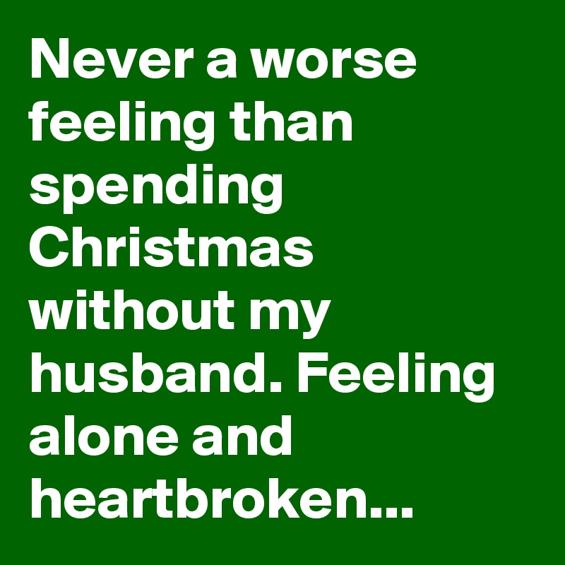 Never a worse feeling than spending Christmas  without my husband. Feeling alone and heartbroken... 