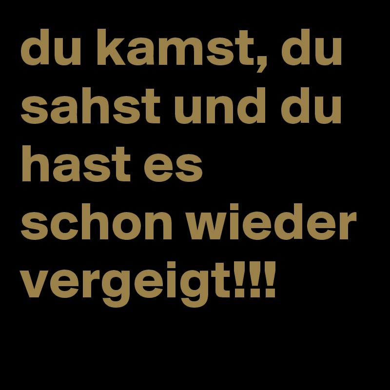 du kamst, du sahst und du hast es schon wieder vergeigt!!!