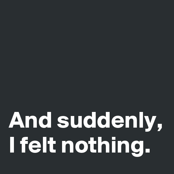 



And suddenly, I felt nothing.