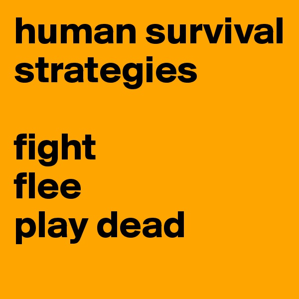 human survival strategies 

fight
flee
play dead
