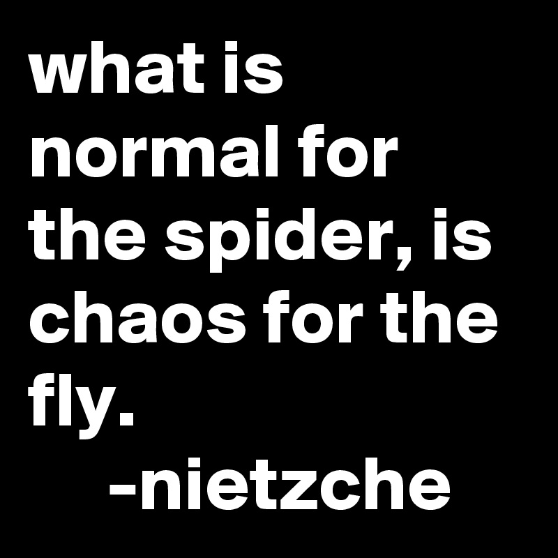 what is normal for the spider, is chaos for the fly.
     -nietzche