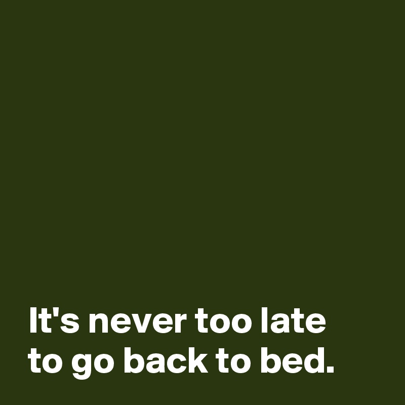 






 It's never too late
 to go back to bed.