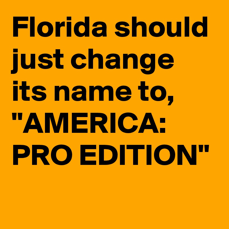 Florida should just change its name to, "AMERICA: PRO EDITION"