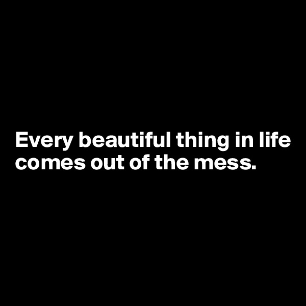 




Every beautiful thing in life 
comes out of the mess.




