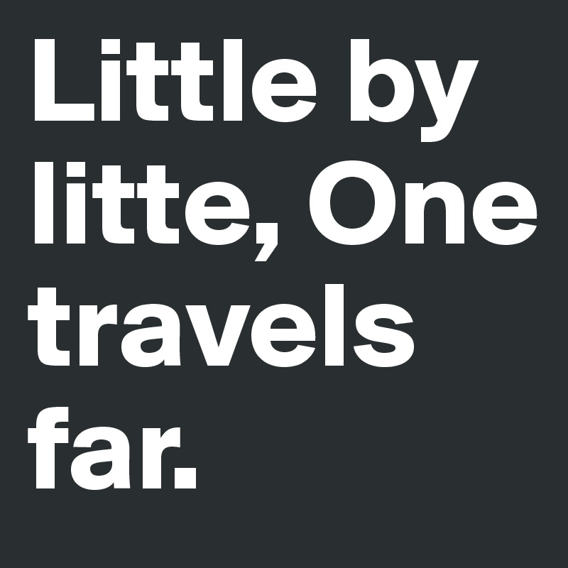 Little by litte, One travels far.
