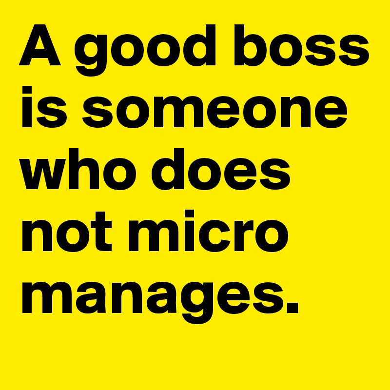 A good boss is someone who does not micro manages. 