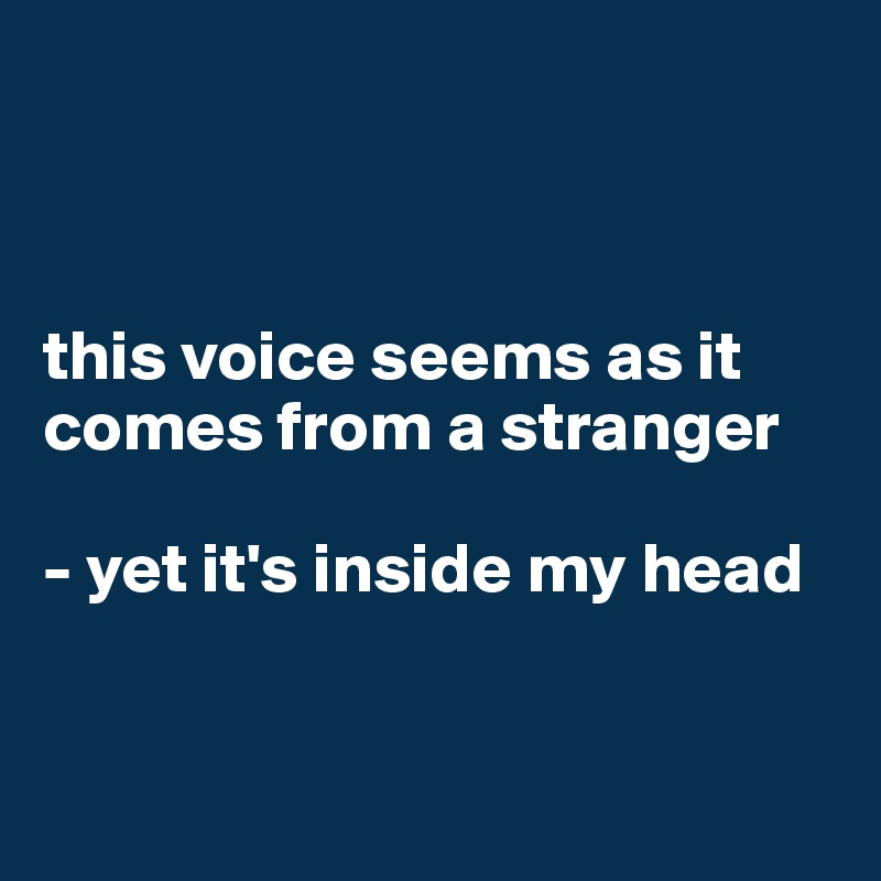 



this voice seems as it comes from a stranger 

- yet it's inside my head


