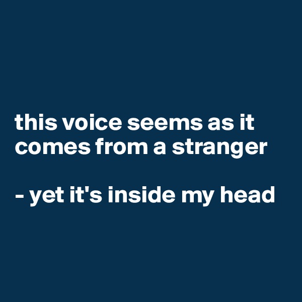 



this voice seems as it comes from a stranger 

- yet it's inside my head


