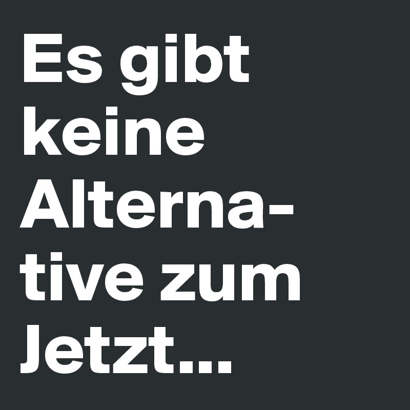 Es gibt keine Alterna-tive zum Jetzt...