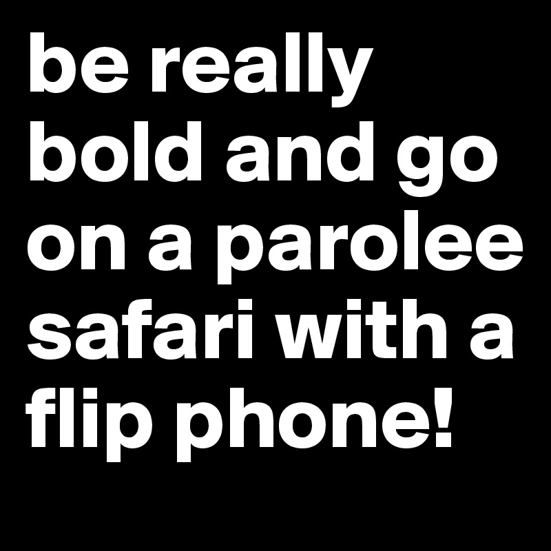 be really bold and go on a parolee safari with a flip phone! 