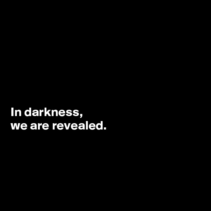 






In darkness, 
we are revealed. 




