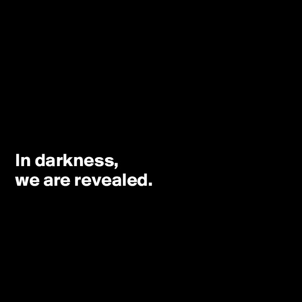 






In darkness, 
we are revealed. 




