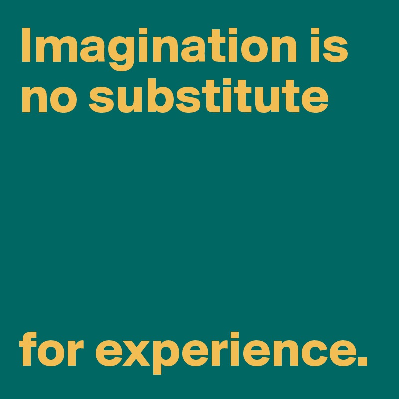 Imagination is no substitute




for experience.