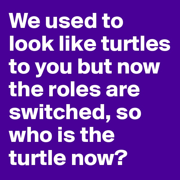 We used to look like turtles to you but now the roles are switched, so who is the turtle now?