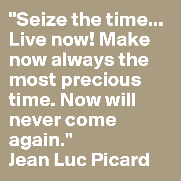 "Seize the time... Live now! Make now always the most precious time. Now will never come again." 
Jean Luc Picard