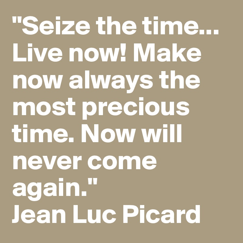 "Seize the time... Live now! Make now always the most precious time. Now will never come again." 
Jean Luc Picard
