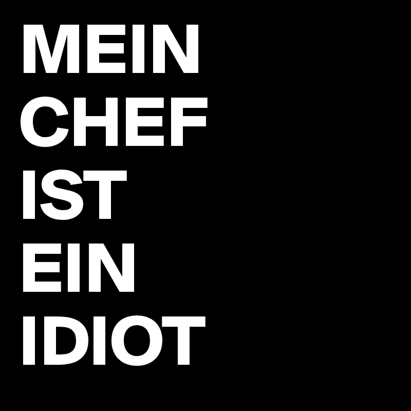 MEIN CHEF 
IST 
EIN 
IDIOT