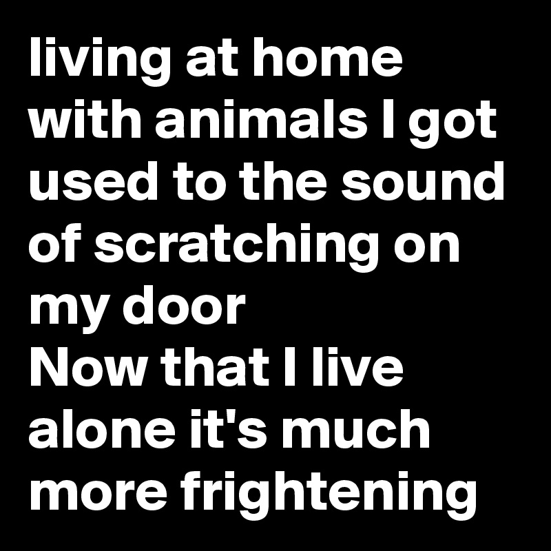living at home with animals I got used to the sound of scratching on my door
Now that I live alone it's much more frightening