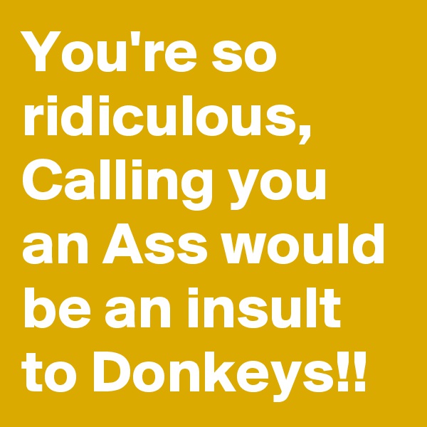 You're so ridiculous, Calling you an Ass would be an insult to Donkeys!!
