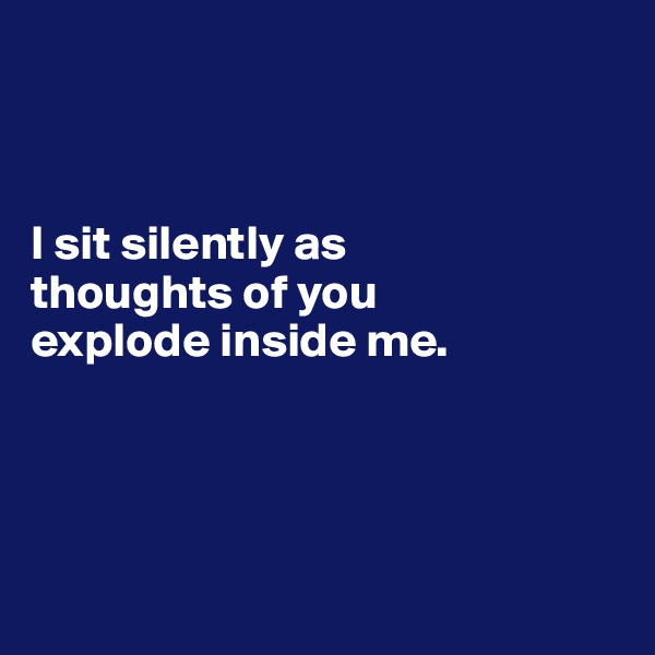 



I sit silently as 
thoughts of you 
explode inside me.





