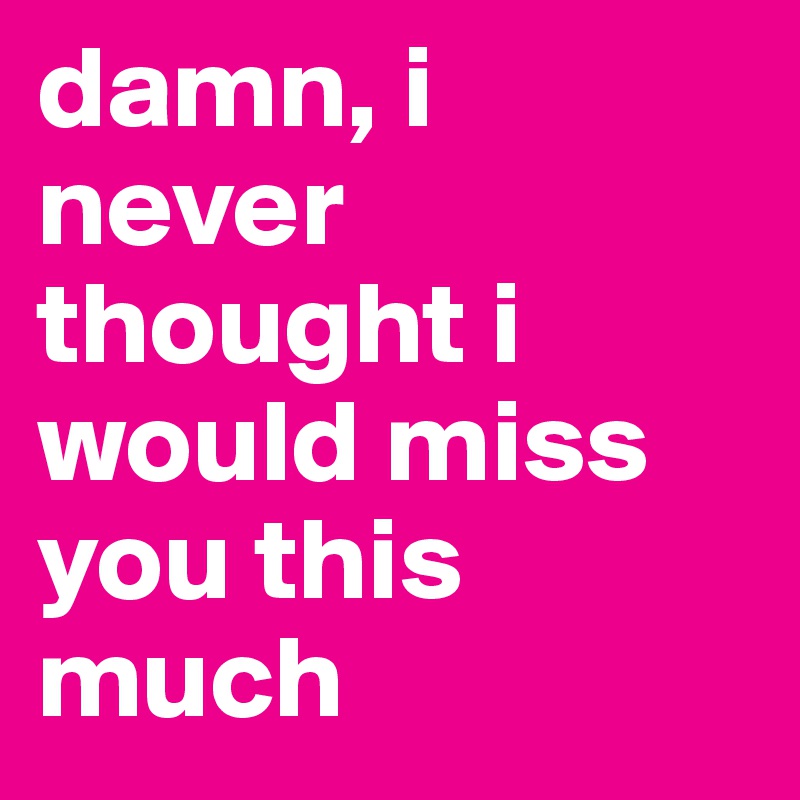 damn, i never thought i would miss you this much 