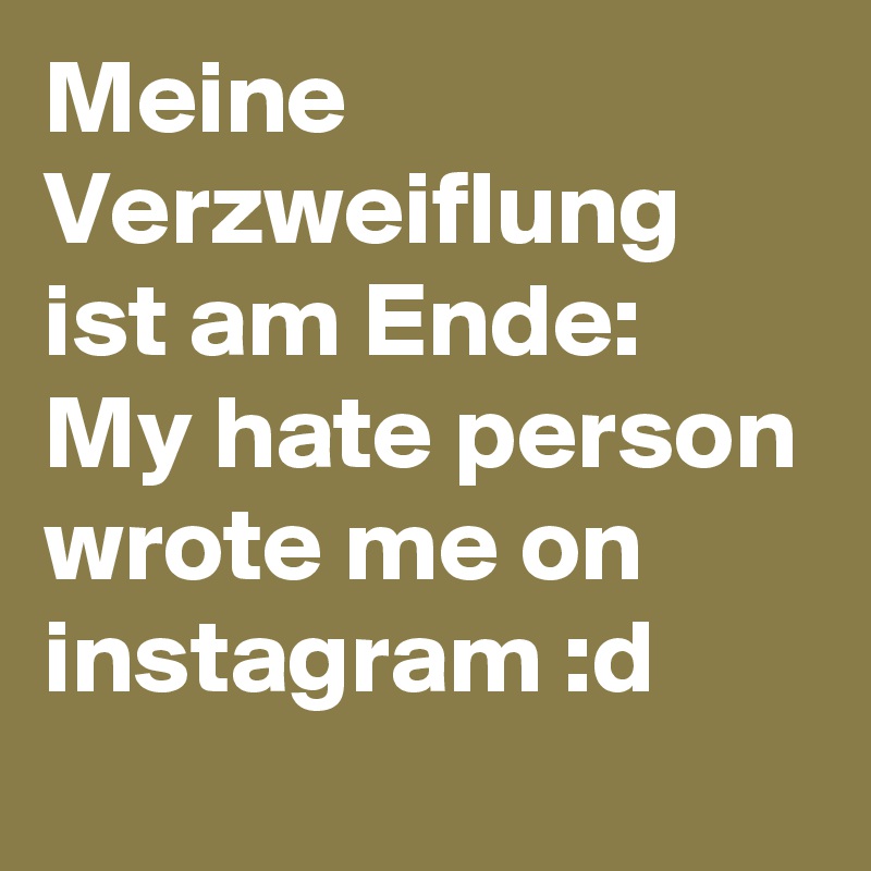 Meine Verzweiflung ist am Ende: My hate person wrote me on instagram :d