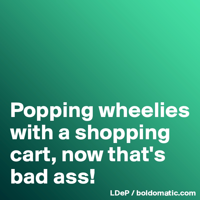 



Popping wheelies with a shopping cart, now that's bad ass!