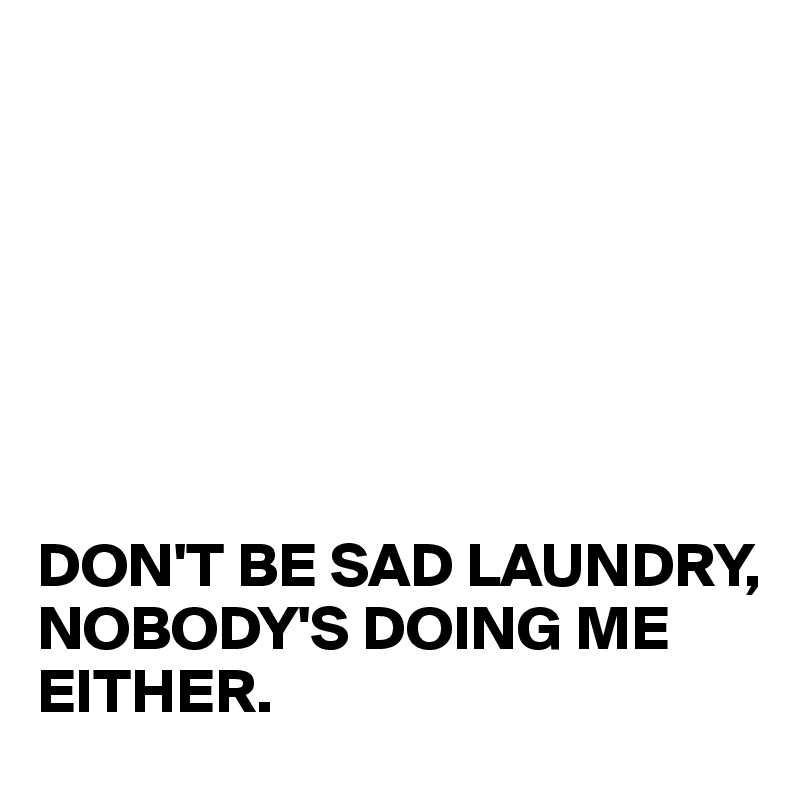 







DON'T BE SAD LAUNDRY,
NOBODY'S DOING ME
EITHER.
