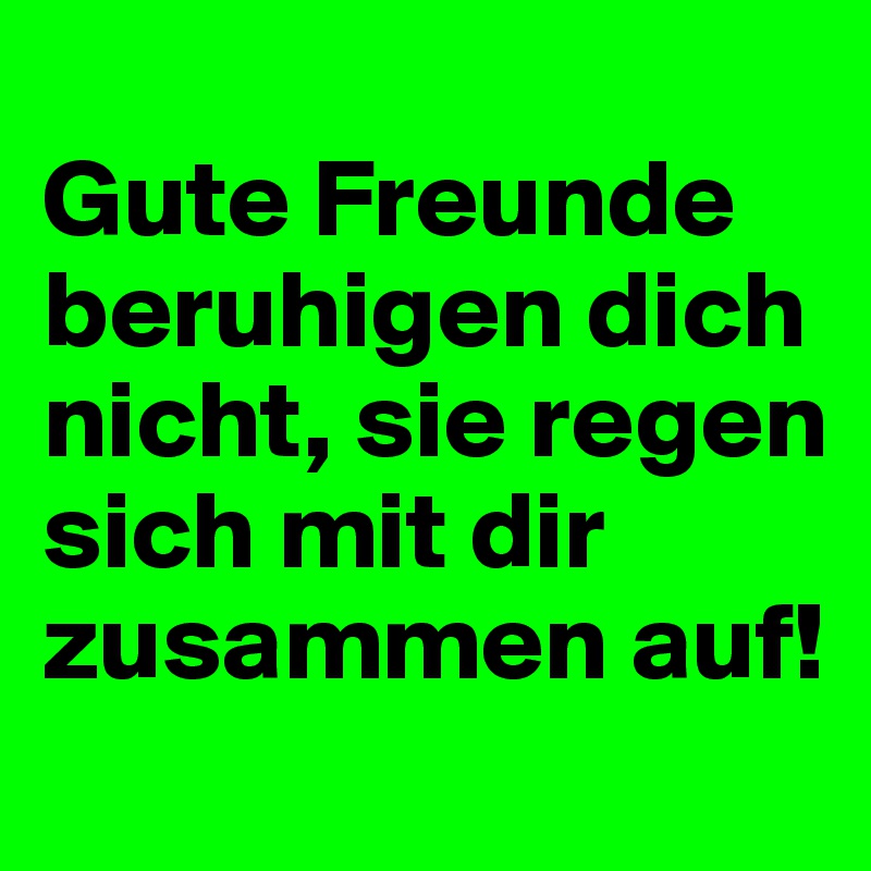 
Gute Freunde beruhigen dich nicht, sie regen sich mit dir zusammen auf!