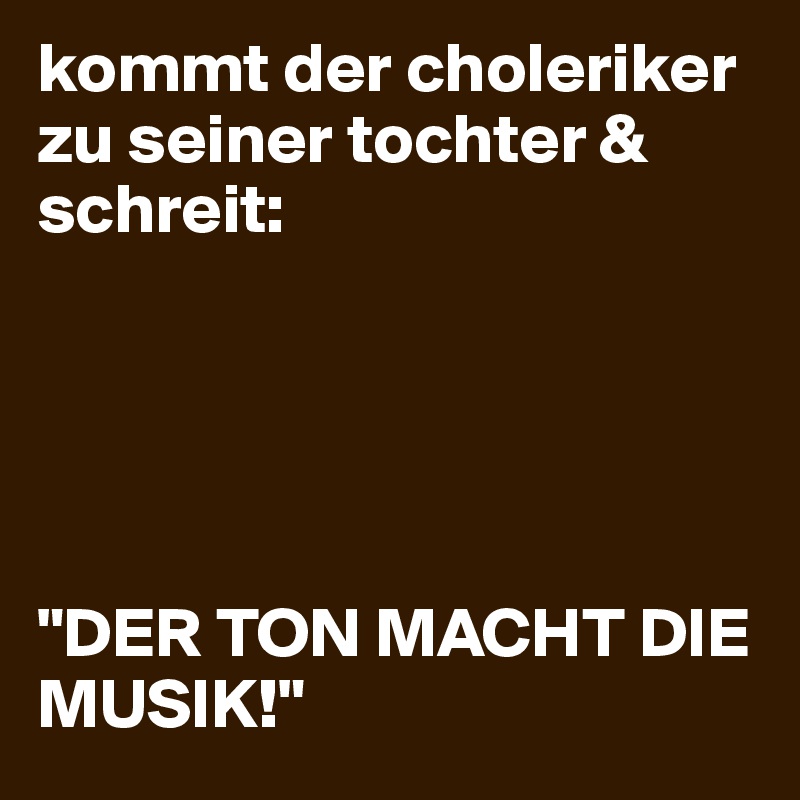 kommt der choleriker zu seiner tochter & schreit:





"DER TON MACHT DIE MUSIK!"