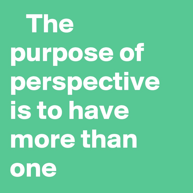    The purpose of perspective is to have more than one