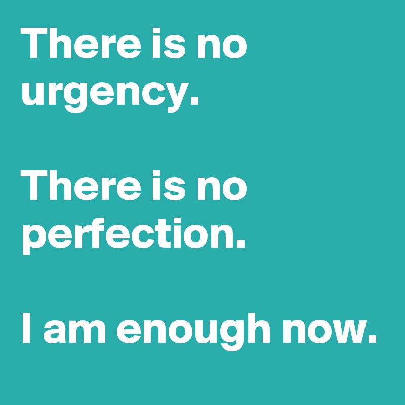 There is no urgency.

There is no perfection.

I am enough now.