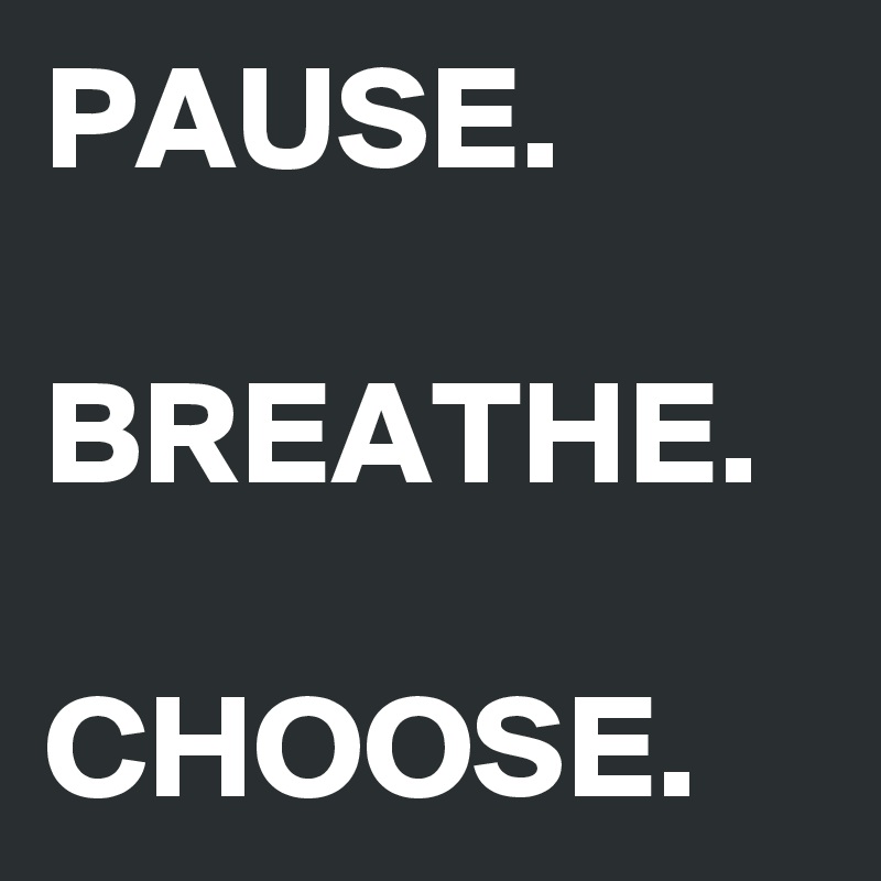 PAUSE.

BREATHE.

CHOOSE.