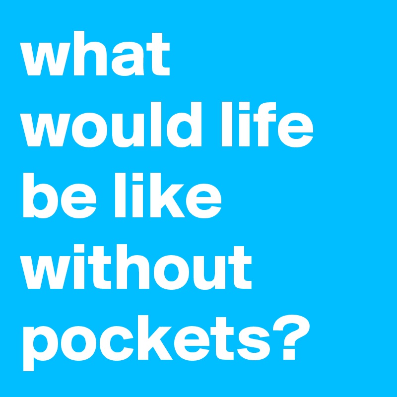 what would life be like without pockets?
