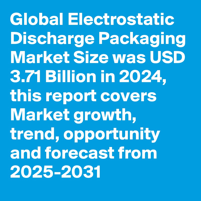 Global Electrostatic Discharge Packaging Market Size was USD 3.71 Billion in 2024, this report covers Market growth, trend, opportunity and forecast from 2025-2031